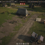 Several construction sites next to a sole house in Manor Lords