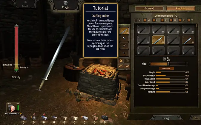 Smithing a sword in Bannerlord