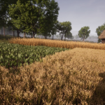 A large farm with several crops in Medieval Dynasty