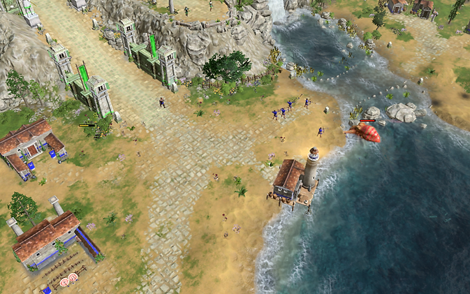 Fighting a large kraken in Age of Mythology Retold