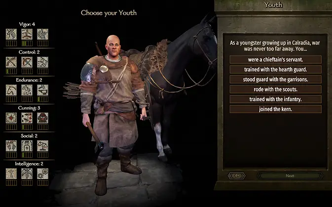 The youth selection scree in bannerlord