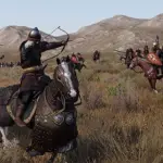 Horse archers firing upon calvary units in Bannerlord