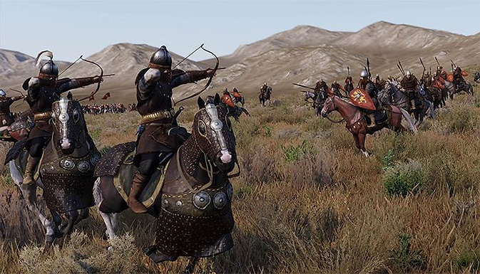 A large scaled horseback battle in Bannerlord