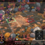 Gameplay screenshot from *For The King 2*, featuring characters in an Autumn Forest battling a Garter Snake.
