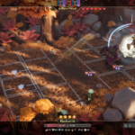 A character named Blacksmith battles an enemy in a vibrant autumn forest setting in For The King 2.