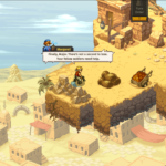 Screenshot of Metal Slug Tactics showing a character named Margaret speaking to a soldier against a desert backdrop.