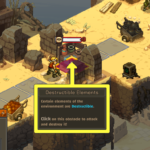 Screenshot from Metal Slug Tactics showing a character near destructible elements with an on-screen tooltip explaining their interaction.