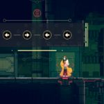 Screenshot from the game Nine Sols, showing a character next to an interactive interface with directional arrows.