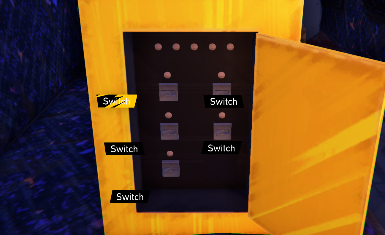 Control panel with multiple switches labeled "Switch."