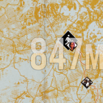 Map screenshot from the game Road 96 showing a distance of 847 miles to a destination, with character icons and paths.