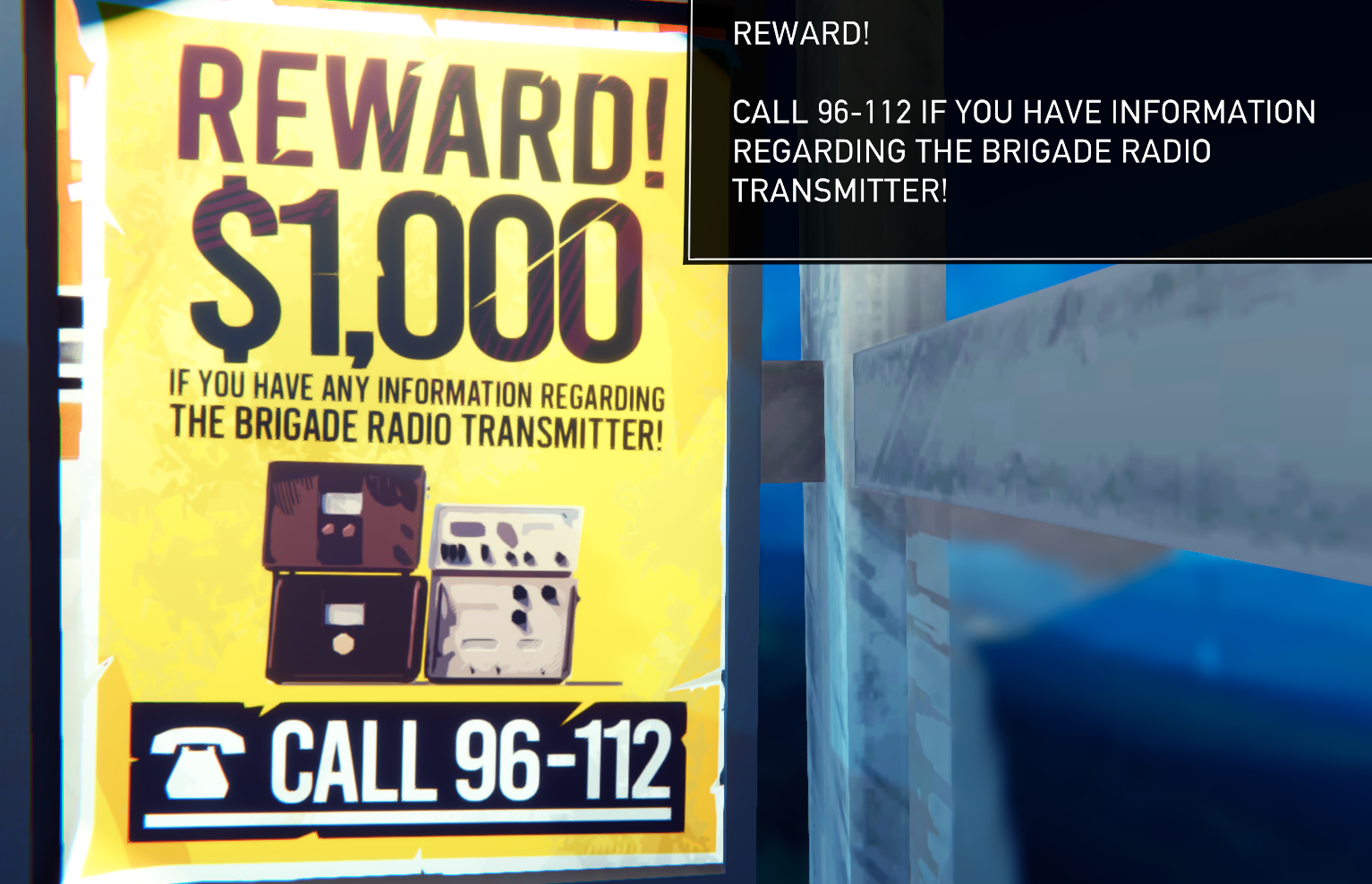 Reward poster offering $1,000 for information about the Brigade radio transmitter.