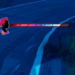 Iconic character silhouette with progress bar against a dark, blue-toned road backdrop.