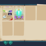 Screenshot from the game Wildfrost showing a book interface with text about "The Wildfrost" and "The Sun," alongside empty slots for additional content.