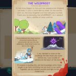 A narrative from the game Wildfrost, describing a harsh winter storm and the adventurers' quest to restore warmth.